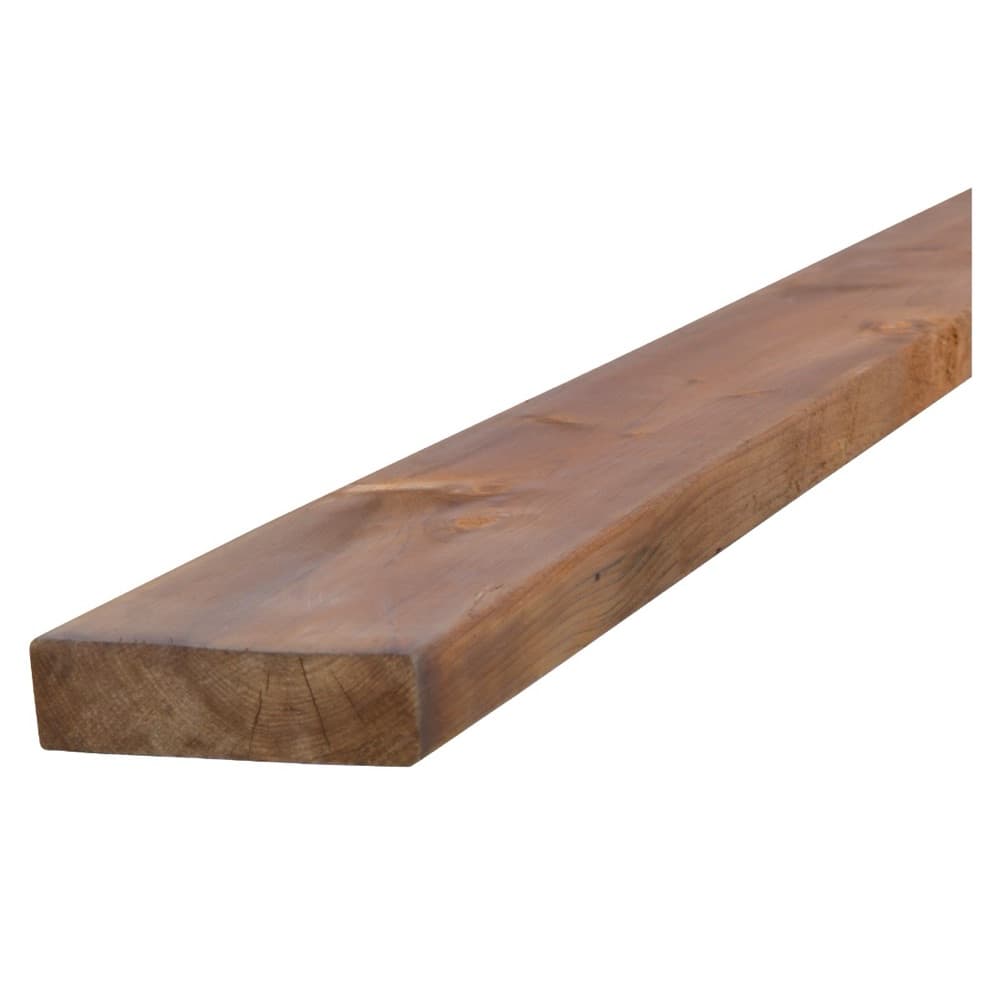 Pressure-Treated 2×4 — 8 ft — brown pressure-treated lumber