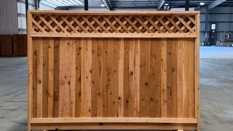 Heritage diagonal lattice cedar panel in the Bolton shop